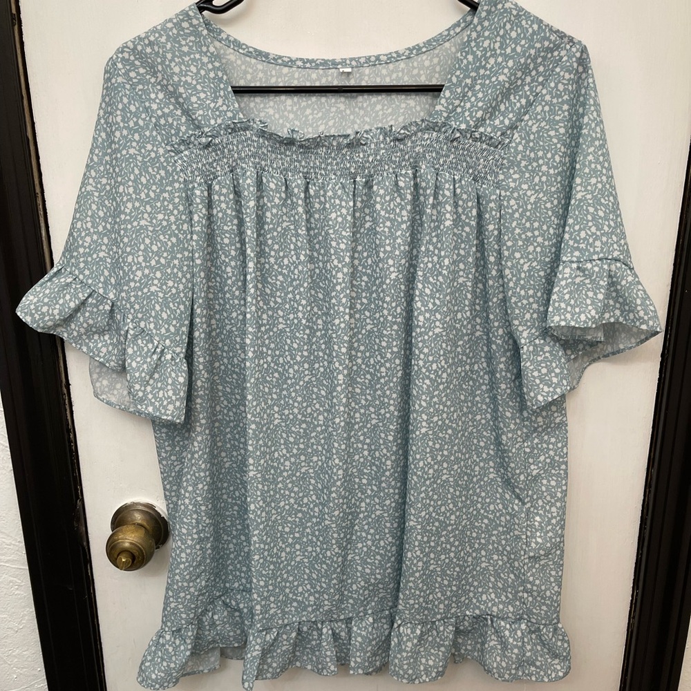 Floral Ruffle Sleeve Top